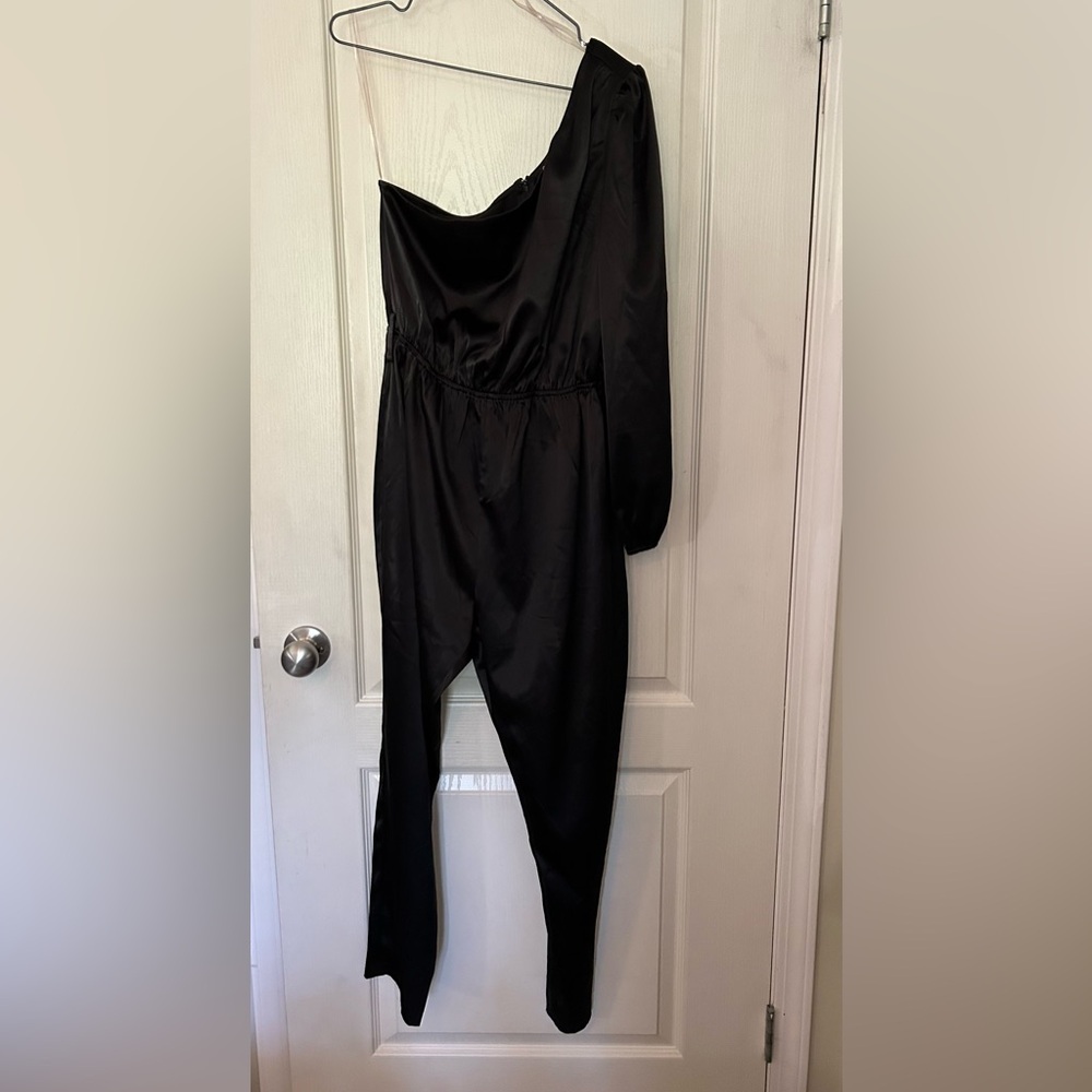Privy One Shoulder Satin Jumpsuit